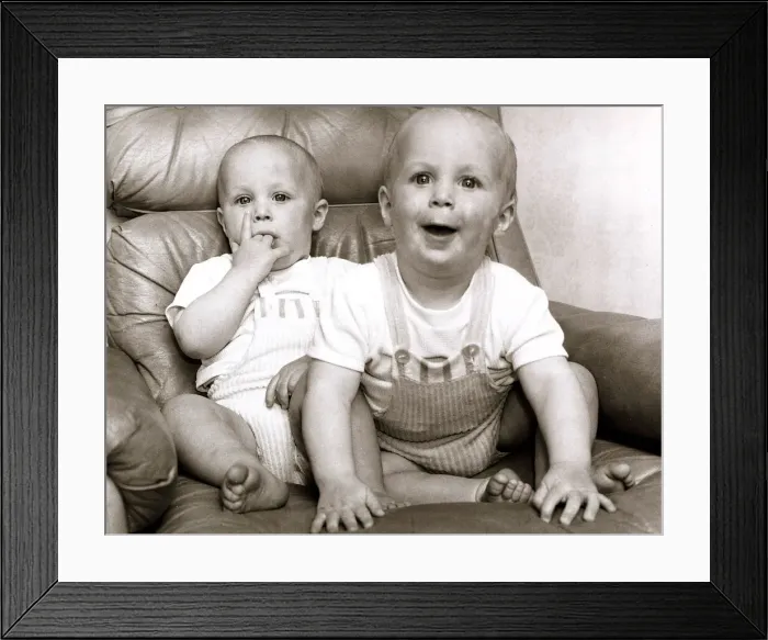 Framed Print : TV twins Matthew and Stuart Marlow who both play the same part in the BBC play Waifs Framed Print : TV twins Matthew and Stuart Marlow who both play the same part in the BBC play Waifs