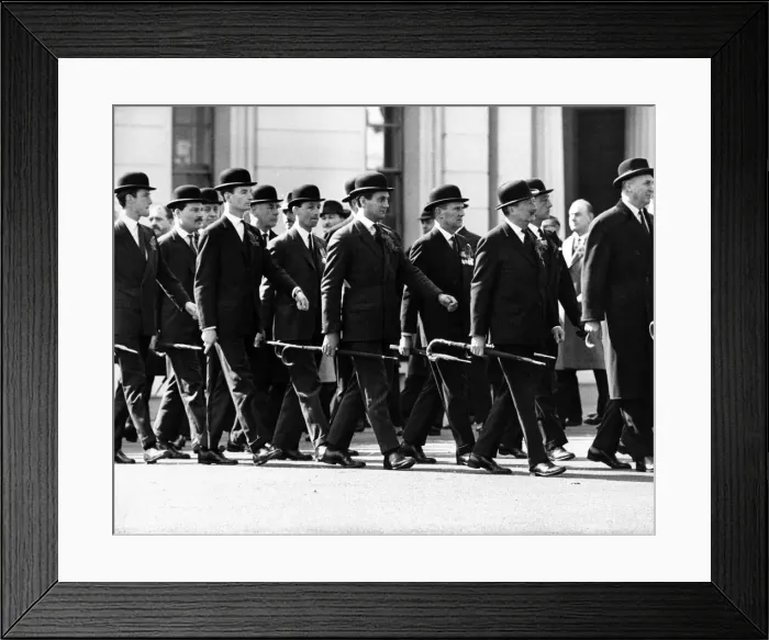 Framed Print : Civil Servants on parade. Circa 1970 P000069