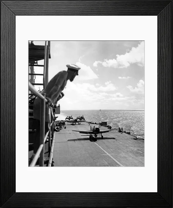 Framed Print : Hellcats fly off on their offensive misssion. Aircraft on the after part of the flight Framed Print : Hellcats fly off on their offensive misssion. Aircraft on the after part of the flight