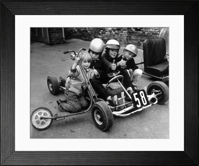Framed Print : Children Toys Children play on their scooter and go-karts May 1962 Framed Print : Children Toys Children play on their scooter and go-karts May 1962