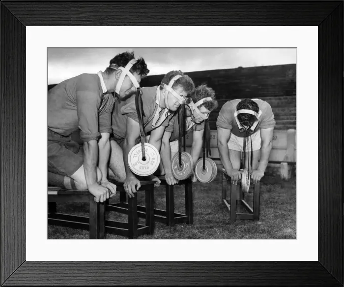 Framed Print : Weight Training No its not the latest face lift method but a new training method to