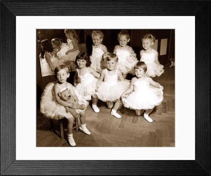 Framed Print : Susan Moroney aged three with her teddy bear at her ballet class July 1960 Framed Print : Susan Moroney aged three with her teddy bear at her ballet class July 1960