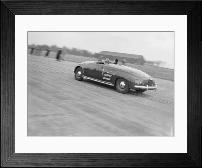 Framed Print : New Rover gas turbine car tested at Silverstone By C Wilkes with T R Bell as passenger