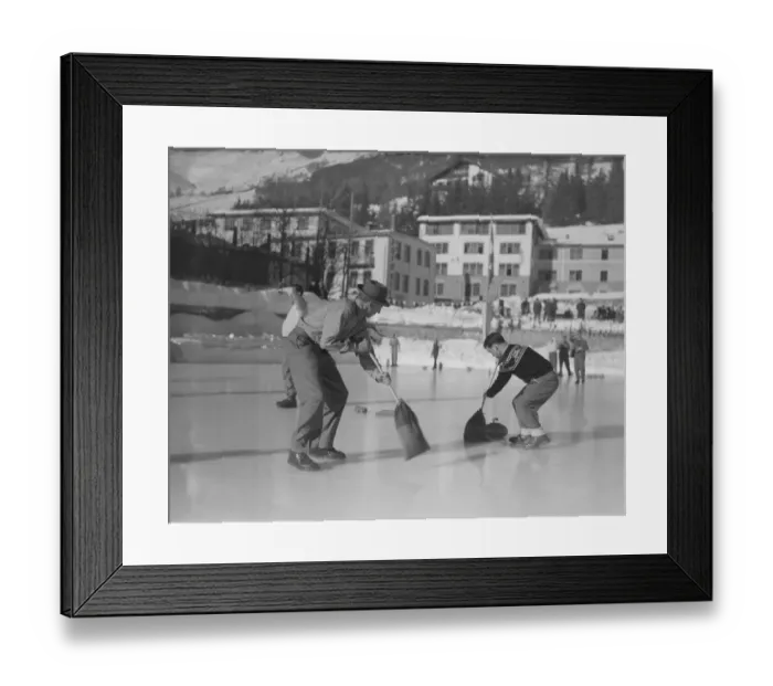 Framed Print : Gordon Richards, jockey, competing in Curling Championships at St. Moritz, Switzerland Framed Print : Gordon Richards, jockey, competing in Curling Championships at St. Moritz, Switzerland