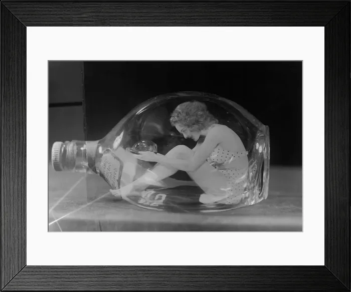 Framed Print : Maureen O Dea Windmill Theatre Girl, photographed in glass bottle Framed Print : Maureen O Dea Windmill Theatre Girl, photographed in glass bottle