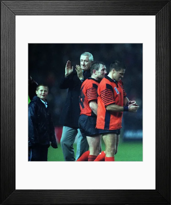 Framed Print : Jim Telfer Gary Armstrong and Alan Tait October 1999 take their final bow after Framed Print : Jim Telfer Gary Armstrong and Alan Tait October 1999 take their final bow after
