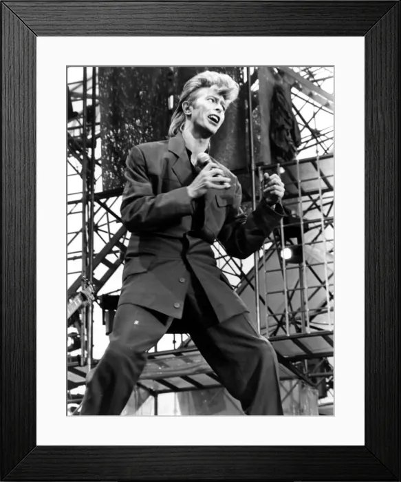 Framed Print : Pop Music - David Bowie pictured in concert at Cardiff Arms Park during his Glass Spider Framed Print : Pop Music - David Bowie pictured in concert at Cardiff Arms Park during his Glass Spider