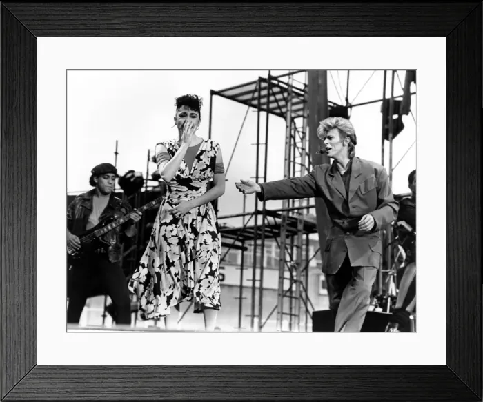 Framed Print : Pop Music - David Bowie pictured in concert at Cardiff Arms Park during his Glass Spider Framed Print : Pop Music - David Bowie pictured in concert at Cardiff Arms Park during his Glass Spider