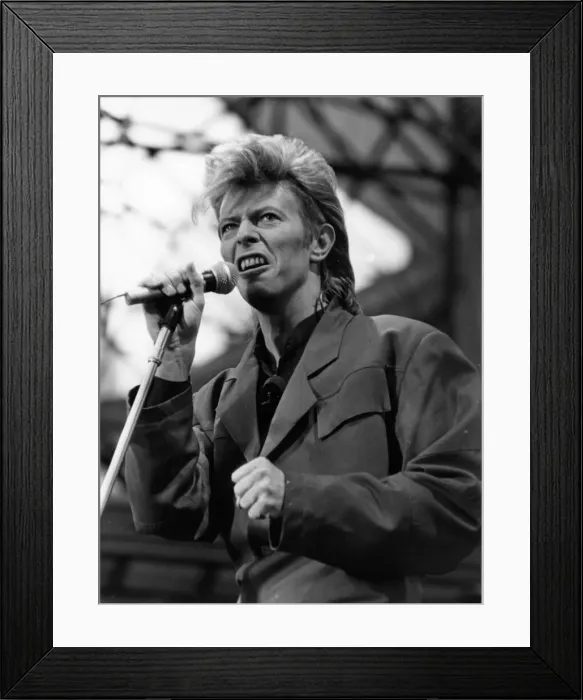 Framed Print : Pop Music - David Bowie pictured in concert at Cardiff Arms Park during his Glass Spider Framed Print : Pop Music - David Bowie pictured in concert at Cardiff Arms Park during his Glass Spider