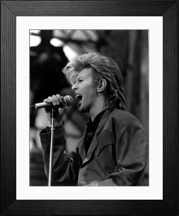 Framed Print : Pop Music - David Bowie pictured in concert at Cardiff Arms Park during his Glass Spider