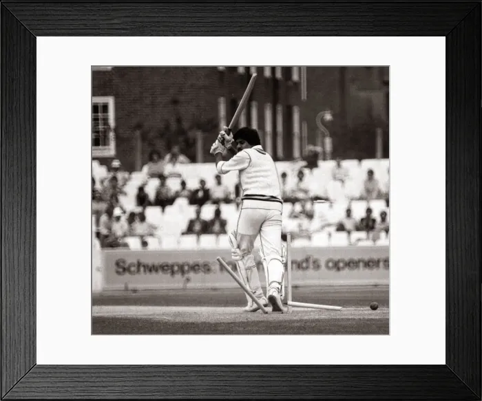 Framed Print : Indian Cricketer Kapil Dev - September 1979 bowled out Framed Print : Indian Cricketer Kapil Dev - September 1979 bowled out