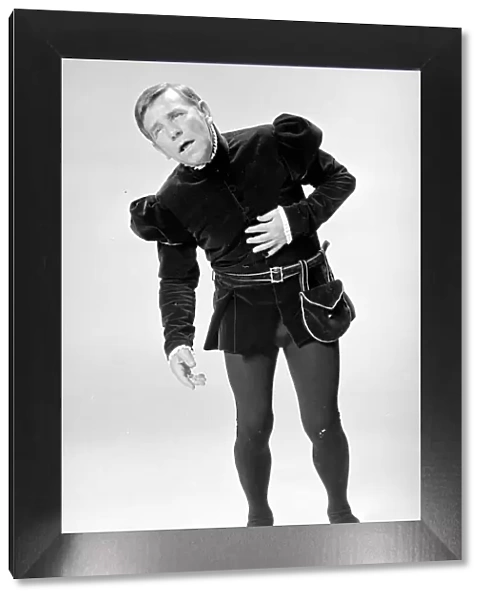 Actor comedian Norman Wisdom in Shakespearen costume, seen here as Hamlet July 1976