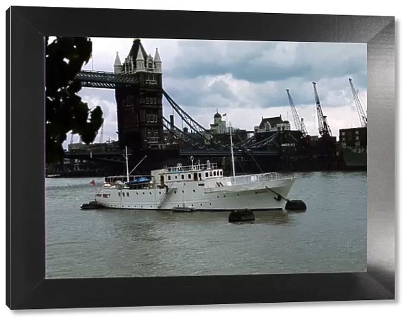 Yacht Kalizma belonging to Elizabeth Taylor is moored off Tower Pier London Ships