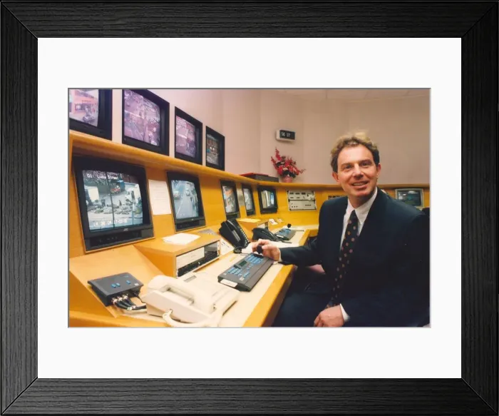 Framed Print : Tony Blair in the new Chester-le-Street CCTV control room