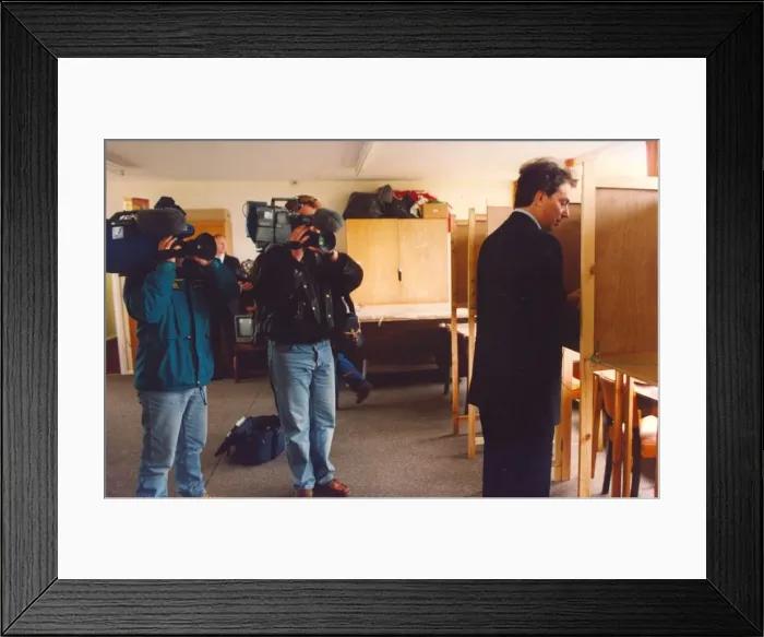 Framed Print : Tony Blair votes in the Trimdon Euro Election Framed Print : Tony Blair votes in the Trimdon Euro Election