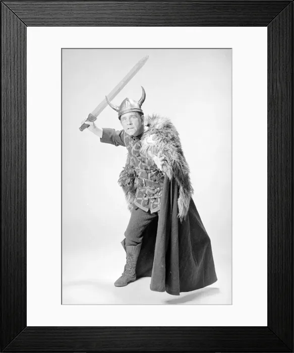 Framed Print : Actor comedian Norman Wisdom in Shakespearen costume, seen here as the King of Denmark