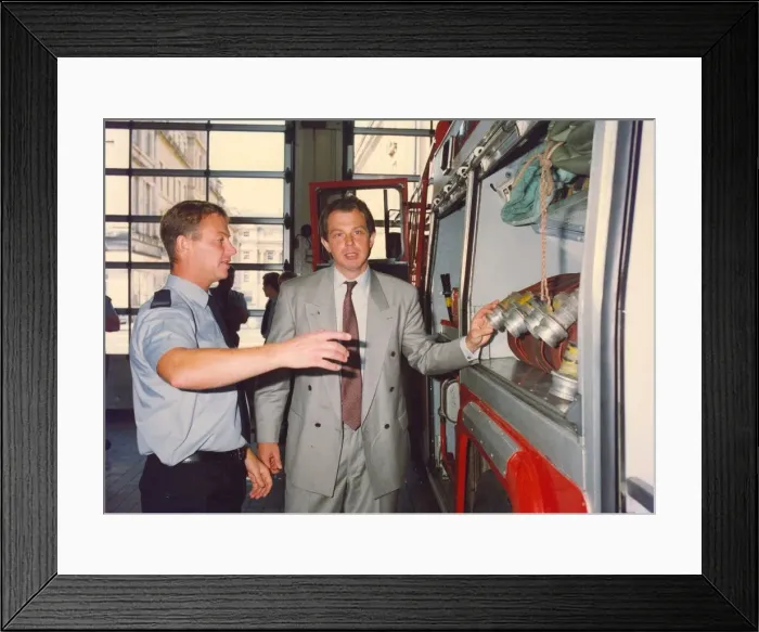 Framed Print : Prime Minister Tony Blair visits the Pilgrim Street fire station in Newcastle Framed Print : Prime Minister Tony Blair visits the Pilgrim Street fire station in Newcastle