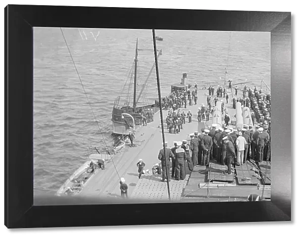War War One German Fleet Surrender. Sailor watch the German fleet surrender at