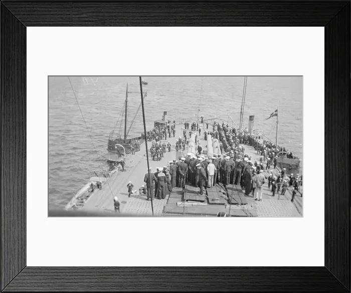 Framed Print : War War One German Fleet Surrender. Sailor watch the German fleet surrender