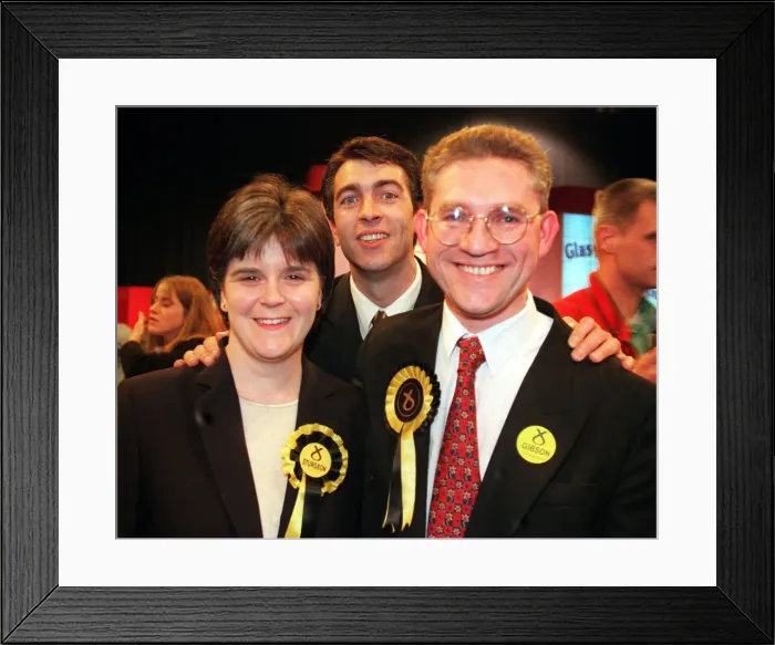 Framed Print : Nicola Sturgeon Kenny Gibson and Jim Byrne May 1999 of the SNP in Scotland