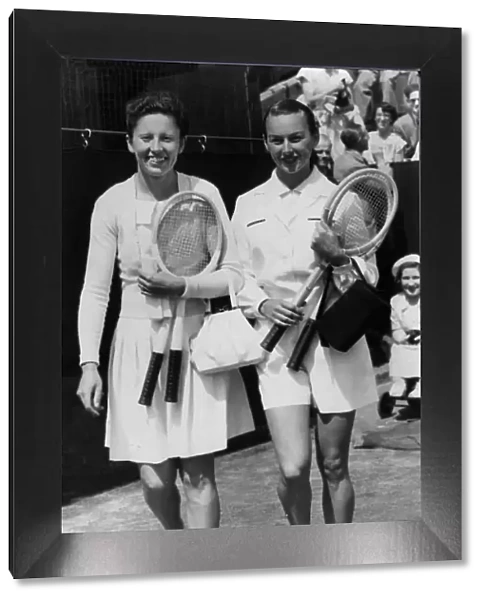 Gussie Moran (right) tennis player pictured June 1949 Gorgeous Gussie