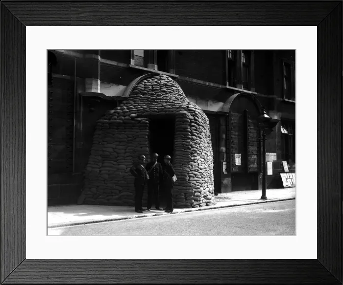 Framed Print : WW2 Police Station Air Raid Precautions September 1939 Three policemen wearing Framed Print : WW2 Police Station Air Raid Precautions September 1939 Three policemen wearing