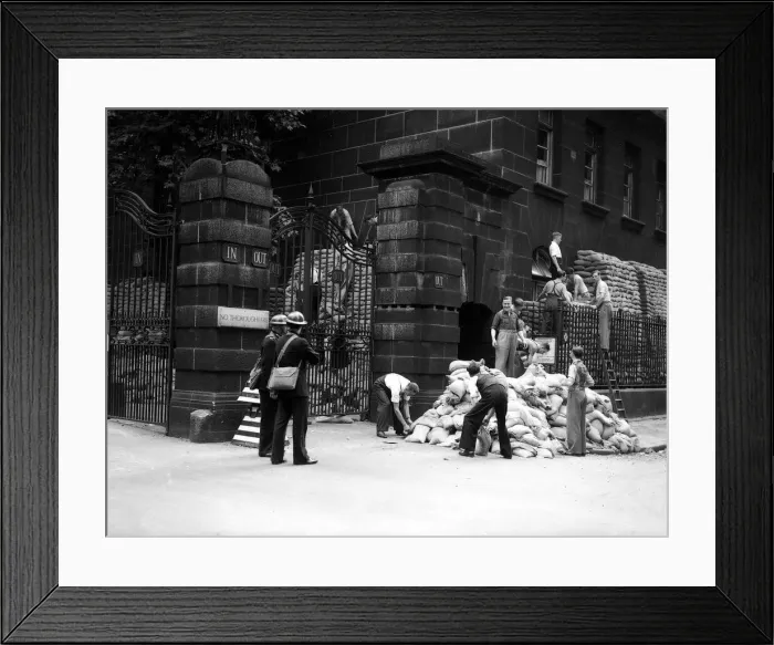 Framed Print : WW2 Air Raid Damage September 1939 Building been sandbagged WW2 WW2 Framed Print : WW2 Air Raid Damage September 1939 Building been sandbagged WW2 WW2