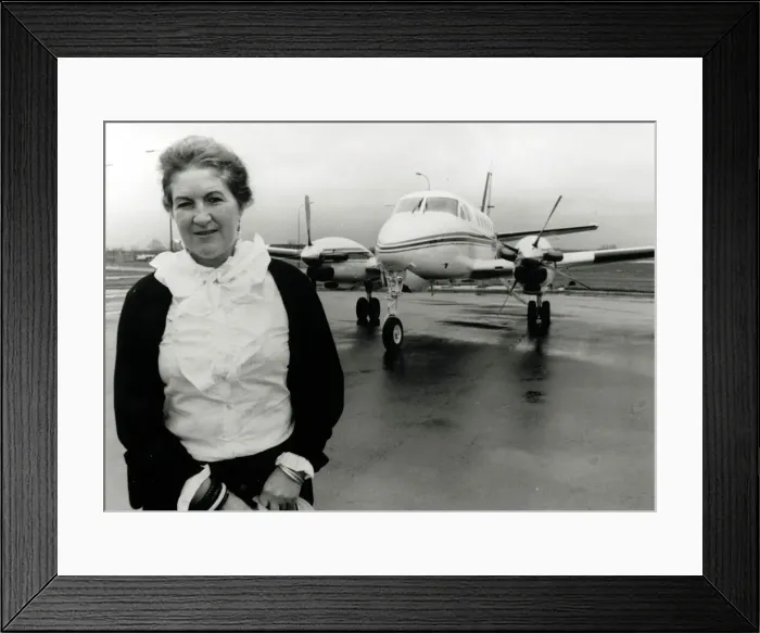 Framed Print : Laura Ashley with her private jet 23 / 03 / 1981 Framed Print : Laura Ashley with her private jet 23 / 03 / 1981