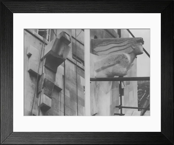 Framed Print : Photographer Heanly Figures carved by Harry Hussey of Mottingham Framed Print : Photographer Heanly Figures carved by Harry Hussey of Mottingham