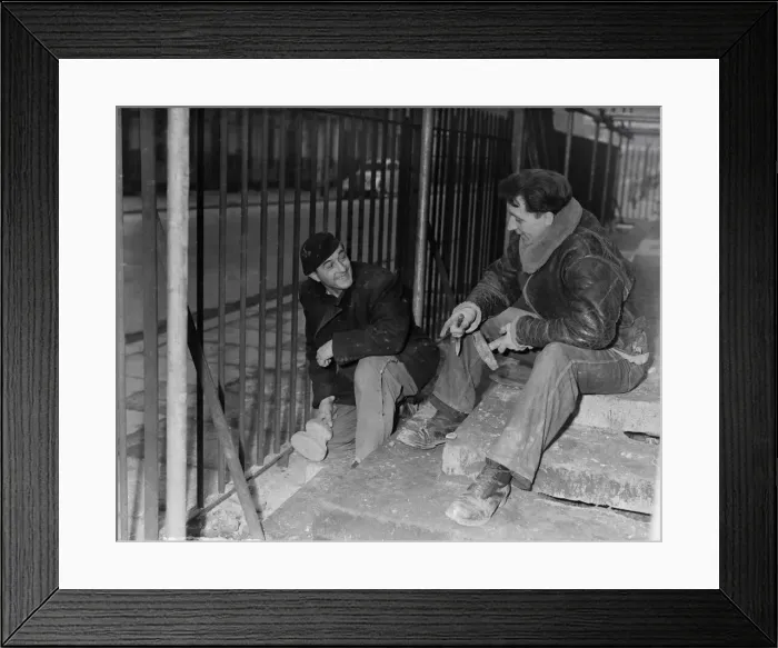 Framed Print : Photographer Heanly Harry Hussey, stonemason, repairing step at Christchurch Framed Print : Photographer Heanly Harry Hussey, stonemason, repairing step at Christchurch