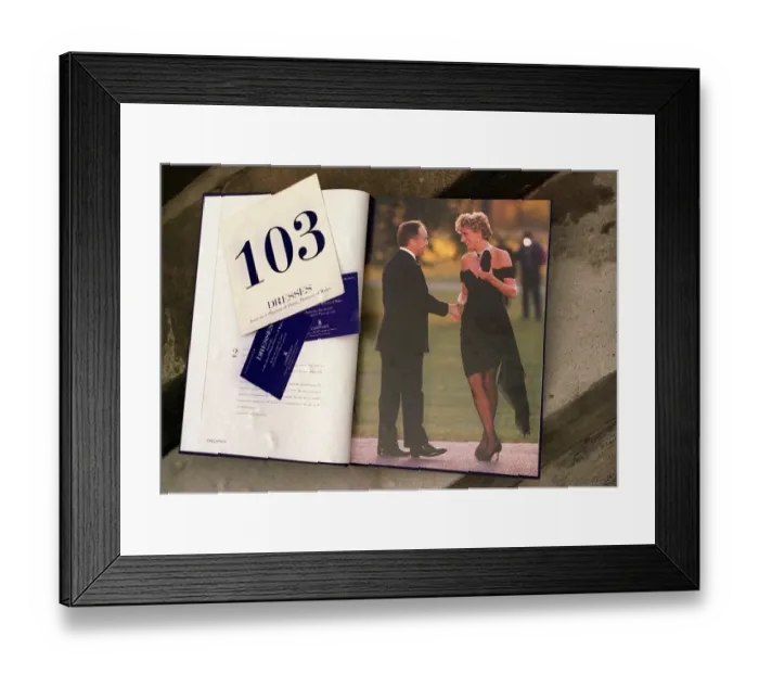 Framed Print : Princes Diana Dress Auction Catalogue Opened at picture for black dress that Graeme Framed Print : Princes Diana Dress Auction Catalogue Opened at picture for black dress that Graeme