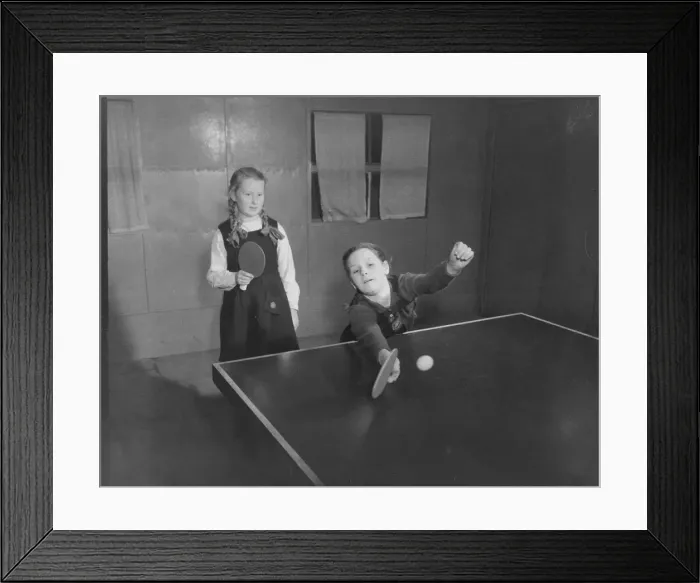 Framed Print : Girls Table Tennis contest at West Bromwich, Shows Josie Scollock (11 Framed Print : Girls Table Tennis contest at West Bromwich, Shows Josie Scollock (11