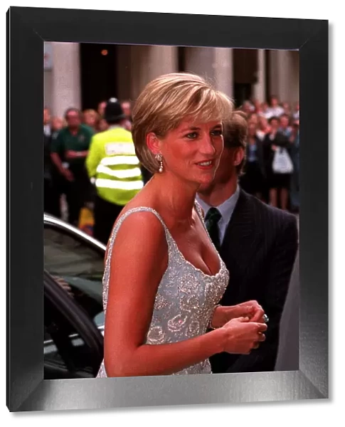 Diana, Princess of Wales arrives for a private viewing and reception at Christies in