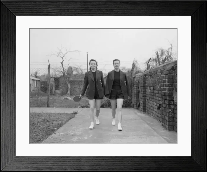 Framed Print : Table Tennis Birmingham March 1952 Rowe Twins Diane & Rosalind (left Framed Print : Table Tennis Birmingham March 1952 Rowe Twins Diane & Rosalind (left