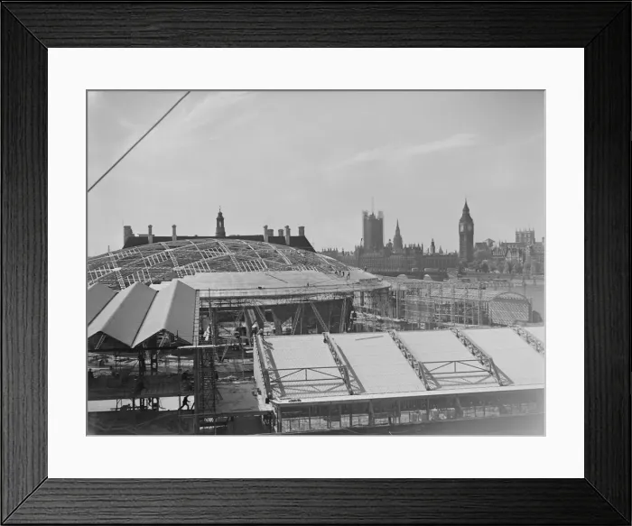 Framed Print : 1951 South Bank Exhibition Site. Preparing roof of trhe Dome of Discovery Framed Print : 1951 South Bank Exhibition Site. Preparing roof of trhe Dome of Discovery
