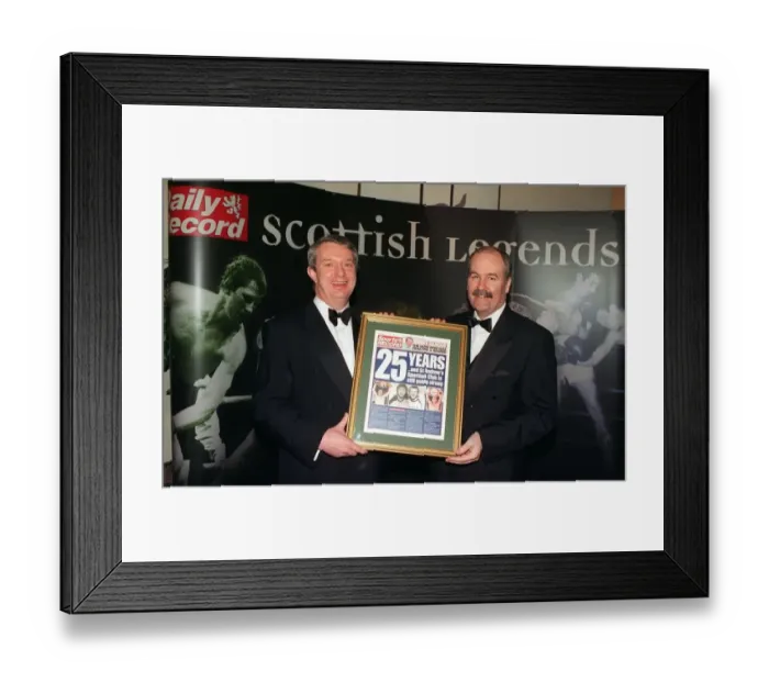 Framed Print : Terry Quinn with Tommy Gilmour January 1998 celebrating 25th anniversary of St Andrews Framed Print : Terry Quinn with Tommy Gilmour January 1998 celebrating 25th anniversary of St Andrews