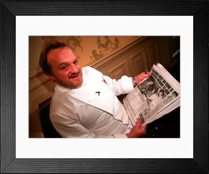 Framed Print : Television chef Anthony Worrall Thompson at Balmoral Hotel reading the Daily Record Framed Print : Television chef Anthony Worrall Thompson at Balmoral Hotel reading the Daily Record