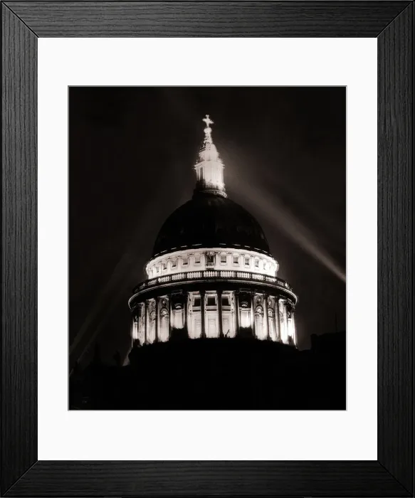 Framed Print : St Pauls Cathedral in London - June 1946 lit up at night for Victory Day Framed Print : St Pauls Cathedral in London - June 1946 lit up at night for Victory Day