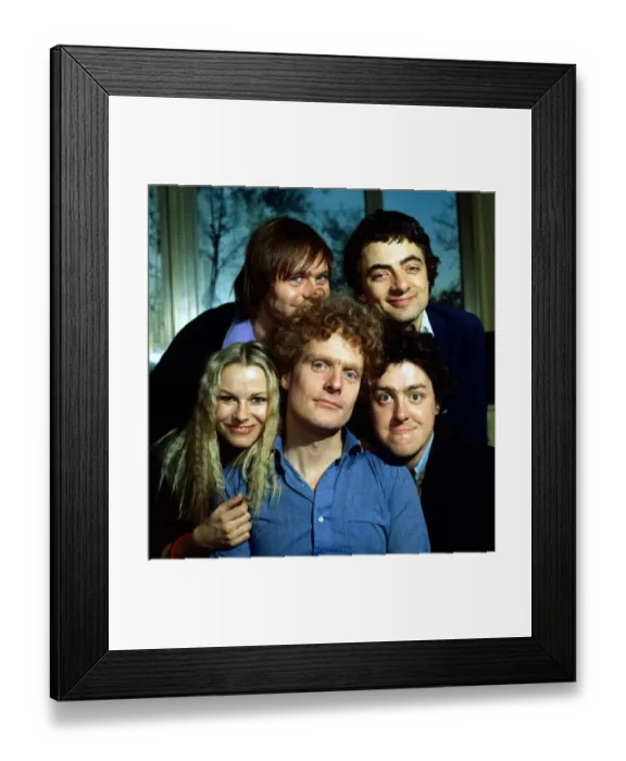 Framed Print : Sean Hardie with group of comic actors November 1980, Rowan Atkinson Pamela Stephenson