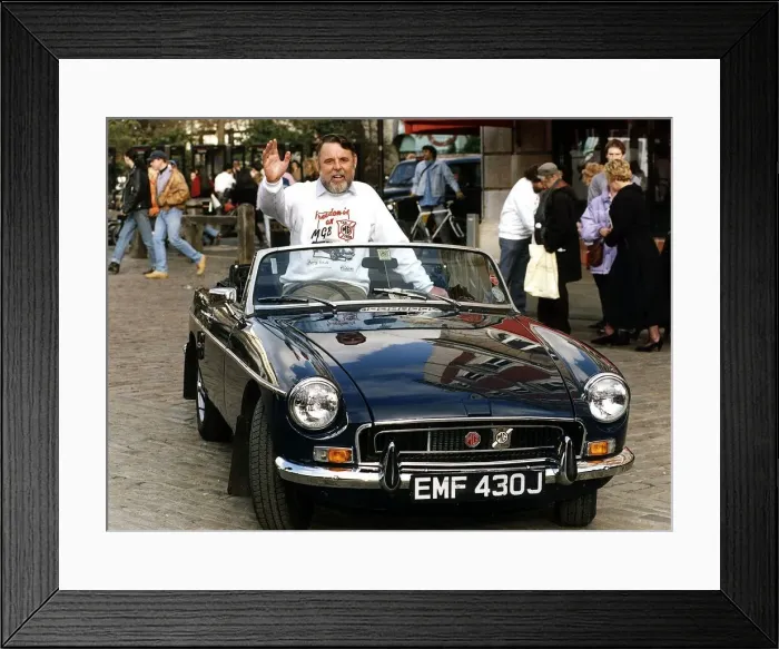 Framed Print : Terry Waite former Middle East hostage sitting in his MG sportscar Framed Print : Terry Waite former Middle East hostage sitting in his MG sportscar