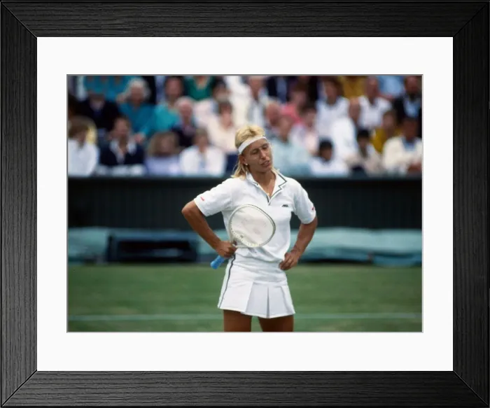Framed Print : Martina Navratilova standing hands on hips July 1989 Framed Print : Martina Navratilova standing hands on hips July 1989