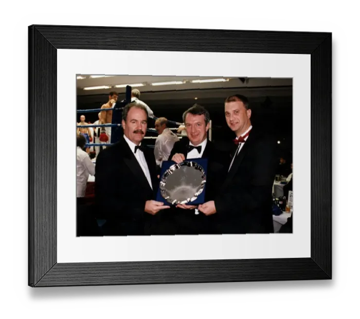 Framed Print : Terry Quinn Editor Daily Record St Andrews Sporting Club silver salver presented to