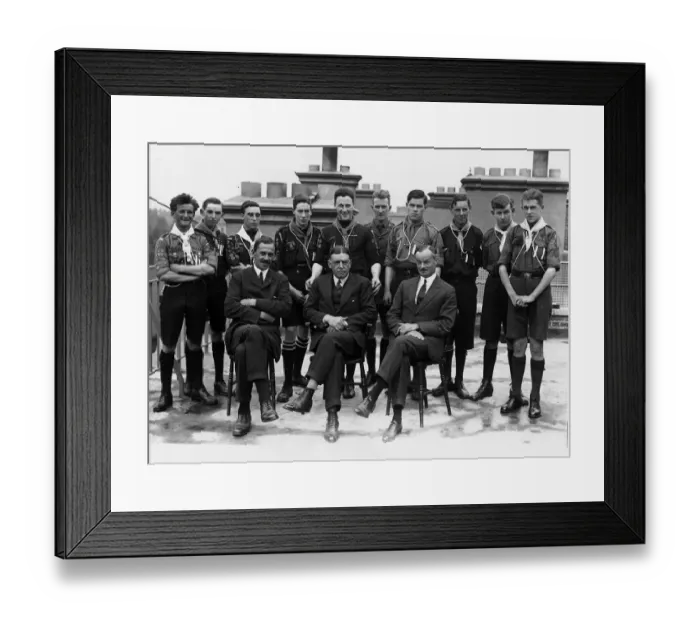 Framed Print : Sir Ernest Shackleton explorer 1921 selects scouts for his Antartic expedition Framed Print : Sir Ernest Shackleton explorer 1921 selects scouts for his Antartic expedition