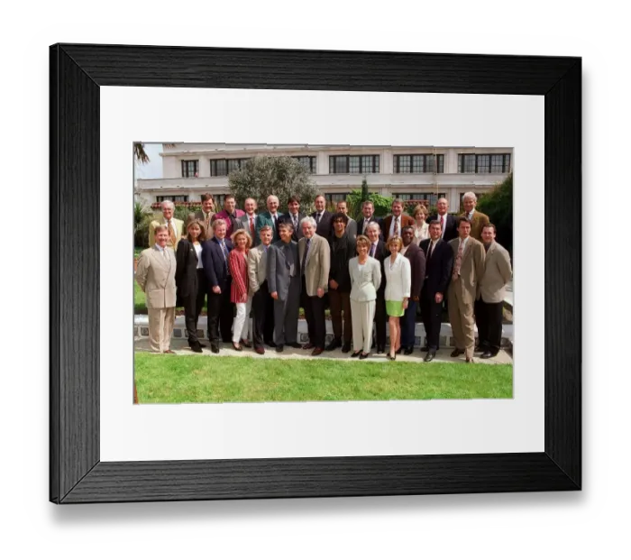 Framed Print : BBC Sports Personalities are Desmond Lynam Chris Waddle James Richardson Gary Lineker