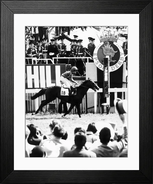 Framed Print : No18 Shergar with Walter Swinburn wins the Derby at Epsom by a record 10 Lenghts Framed Print : No18 Shergar with Walter Swinburn wins the Derby at Epsom by a record 10 Lenghts