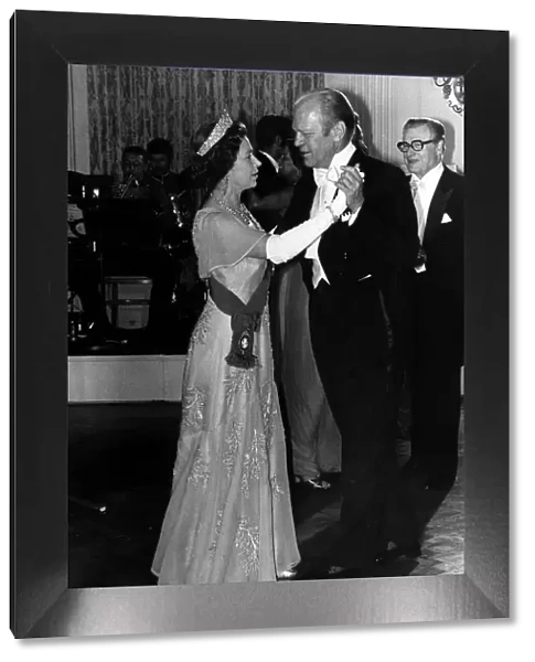 American President Gerald Ford dances with Queen Elizabeth II during a White House state