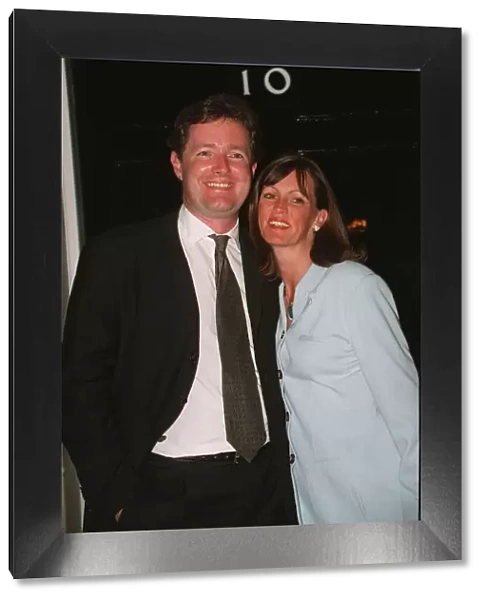 Piers Morgan Mirror Editor with wife July 1997 standing outside door to Number Ten