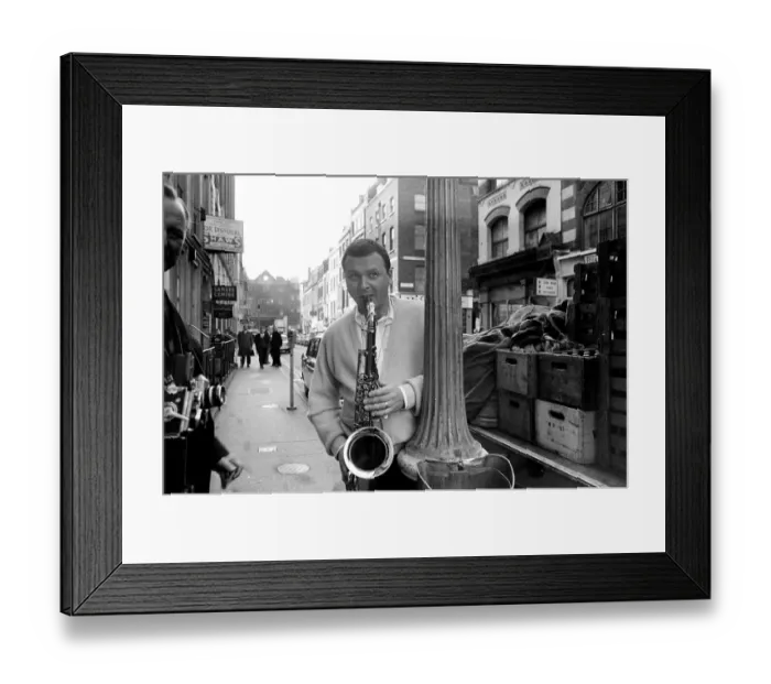 Framed Print : Jazz performer Stan Getz at Ronnie Scotts jazz club. Master tenor saxophonist Framed Print : Jazz performer Stan Getz at Ronnie Scotts jazz club. Master tenor saxophonist