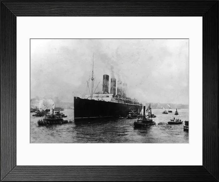 Framed Print : The Liner Lusitania was torpedoed on 7th May 1915 off the Old Head of Kinsale Framed Print : The Liner Lusitania was torpedoed on 7th May 1915 off the Old Head of Kinsale