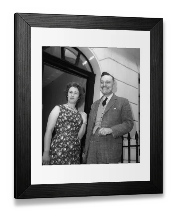 Framed Print : Enoch Powell with his Wife on the steps of his Eaton Place house in London after Framed Print : Enoch Powell with his Wife on the steps of his Eaton Place house in London after